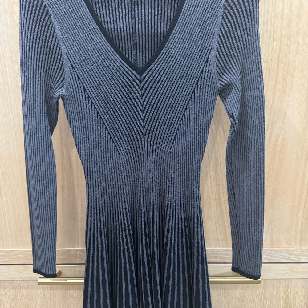 Milly Black and Gray Long Sleeve Knit Dress